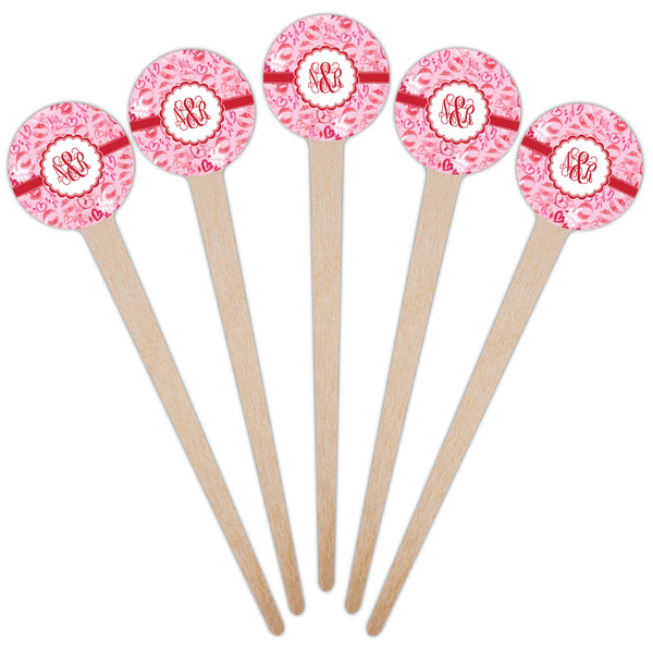 Lips n Hearts Wooden 4" Food Pick - Round - Fan View