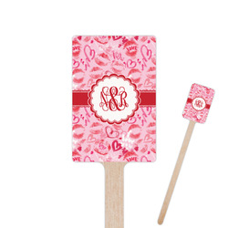 Lips n Hearts 6.25" Rectangle Wooden Stir Sticks - Single Sided (Personalized)