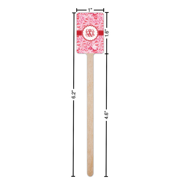 Lips n Hearts Wooden 6.25" Stir Stick - Rectangular - Dimensions