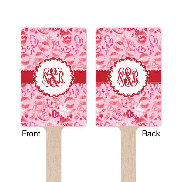 Lips n Hearts Wooden 6.25" Stir Stick - Rectangular - Double Sided - Front & Back