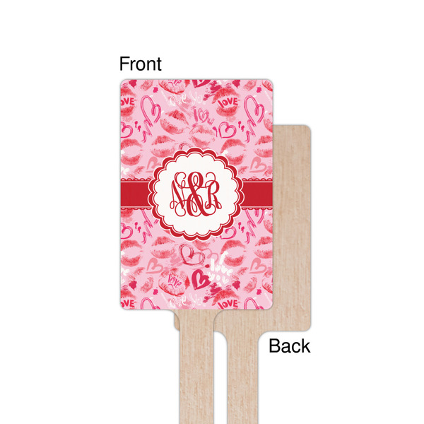Lips n Hearts Wooden 6.25" Stir Stick - Rectangular - Single - Front & Back