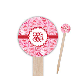 Lips n Hearts 6" Round Wooden Food Picks - Double Sided (Personalized)
