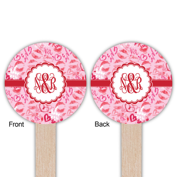 Lips n Hearts Wooden 6" Food Pick - Round - Double Sided - Front & Back