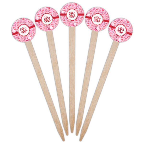 Lips n Hearts Wooden 6" Food Pick - Round - Fan View