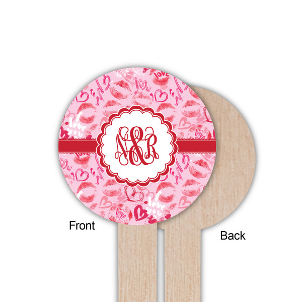 Lips n Hearts Wooden 6" Food Pick - Round - Single Sided - Front & Back