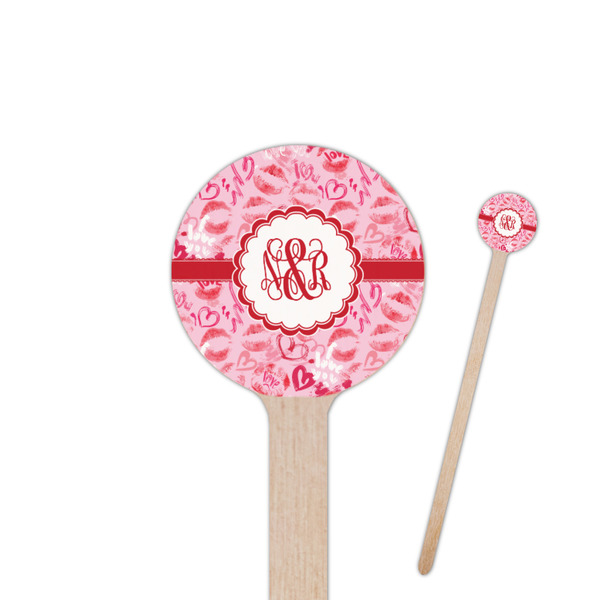Custom Lips n Hearts 6" Round Wooden Stir Sticks - Double Sided (Personalized)