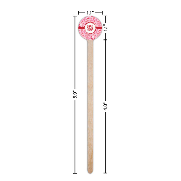 Lips n Hearts Wooden 6" Stir Stick - Round - Dimensions