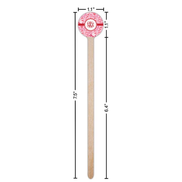 Lips n Hearts Wooden 7.5" Stir Stick - Round - Dimensions