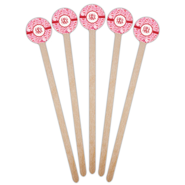 Lips n Hearts Wooden 7.5" Stir Stick - Round - Fan View