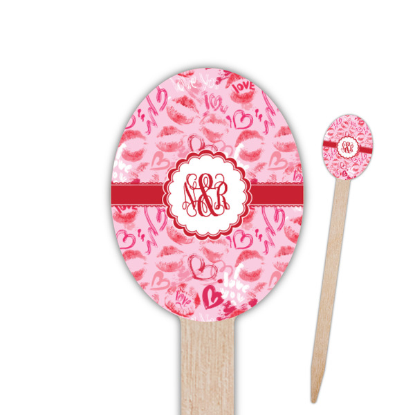 Custom Lips n Hearts Oval Wooden Food Picks (Personalized)