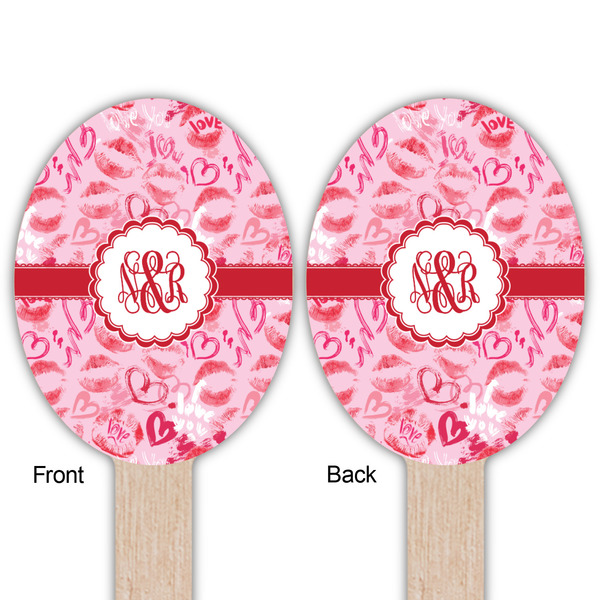 Lips n Hearts Wooden Food Pick - Oval - Double Sided - Front & Back