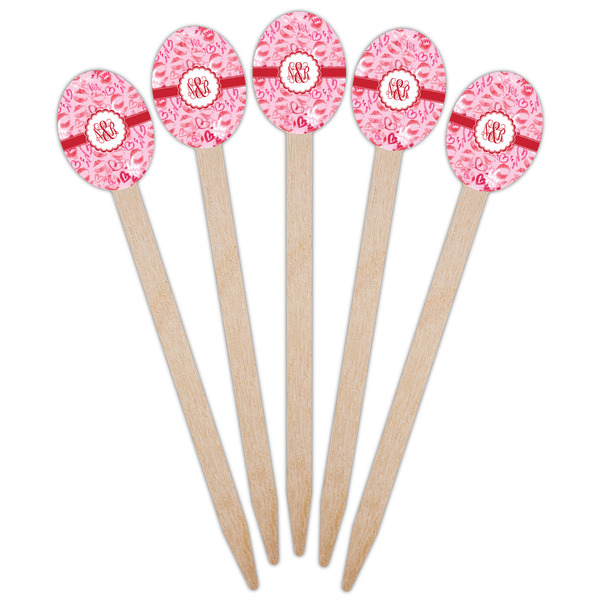 Lips n Hearts Wooden Food Pick - Oval - Fan View