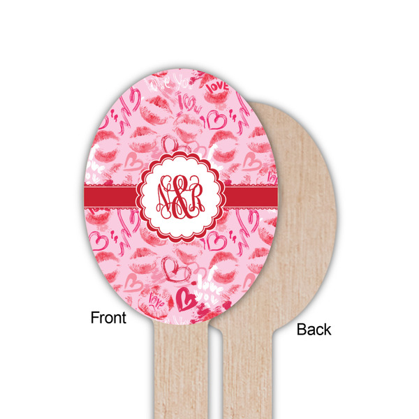 Lips n Hearts Wooden Food Pick - Oval - Single Sided - Front & Back