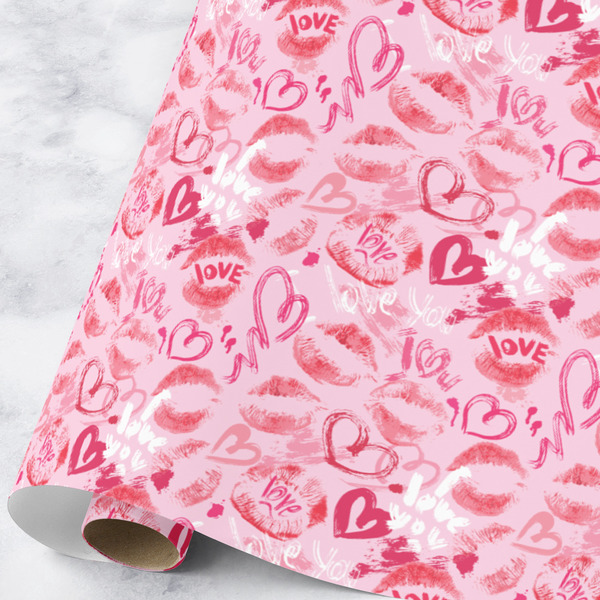 Custom Lips n Hearts Wrapping Paper Roll - Large