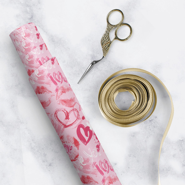 Lips n Hearts Wrapping Paper Roll - Matte - In Context