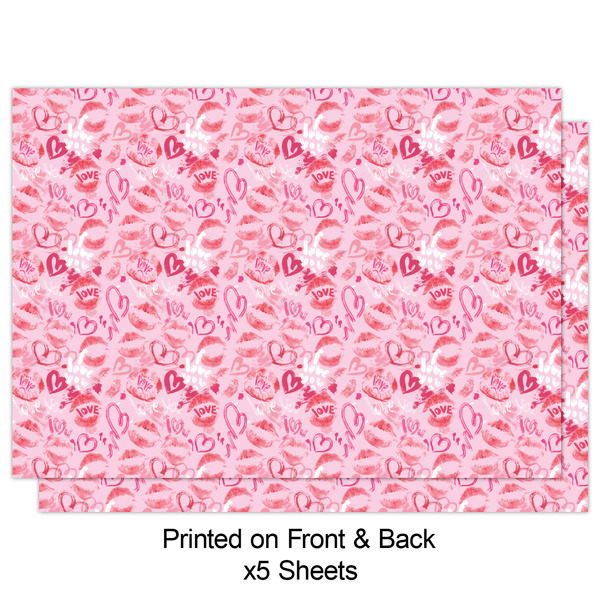 Lips n Hearts Wrapping Paper Sheet - Double Sided - Front