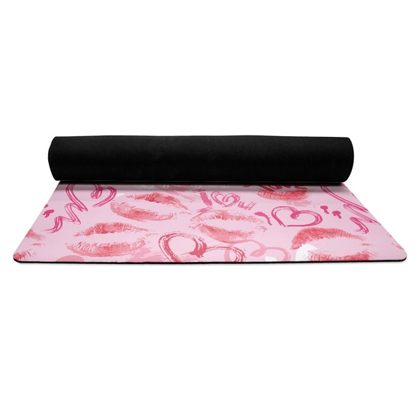 Lips n Hearts Yoga Mat Rolled up Black Rubber Backing