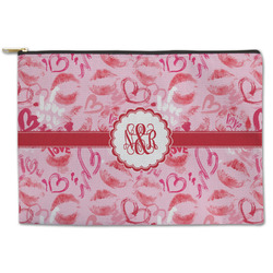 Lips n Hearts Zipper Pouch - Large - 12.5"x8.5" (Personalized)