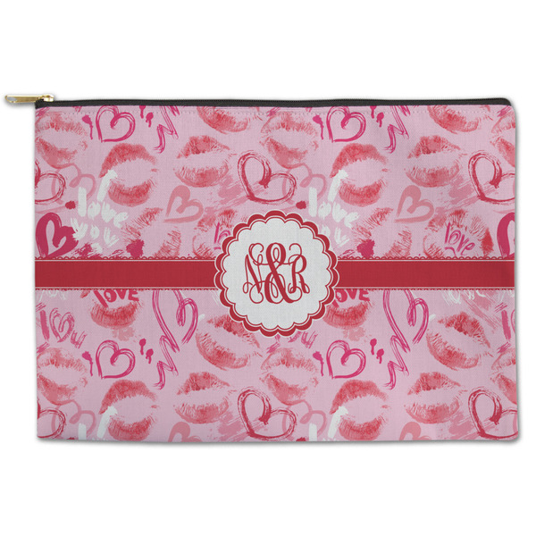 Custom Lips n Hearts Zipper Pouch - Large - 12.5"x8.5" (Personalized)