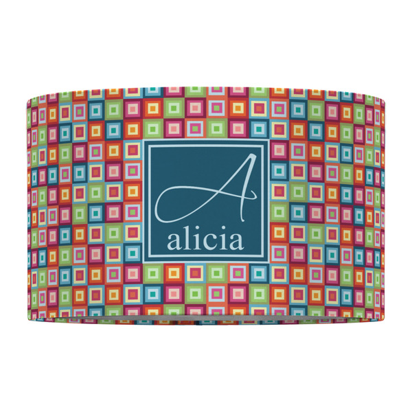 Retro Squares 12" Drum Lampshade - FRONT (Fabric)