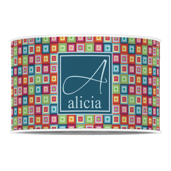 Retro Squares 12" Drum Lampshade - FRONT (Poly Film)