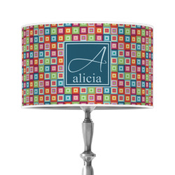 Retro Squares 12" Drum Lamp Shade - Poly-film (Personalized)