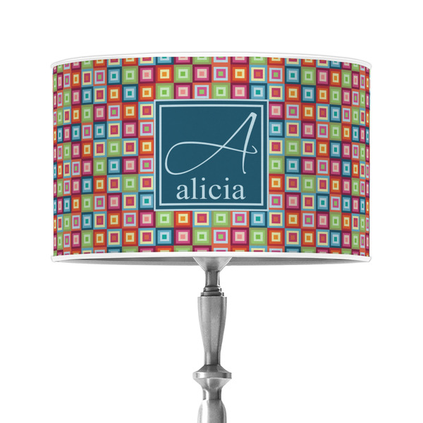 Custom Retro Squares 12" Drum Lamp Shade - Poly-film (Personalized)