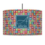 Retro Squares 12" Drum Pendant Lamp - Fabric (Personalized)