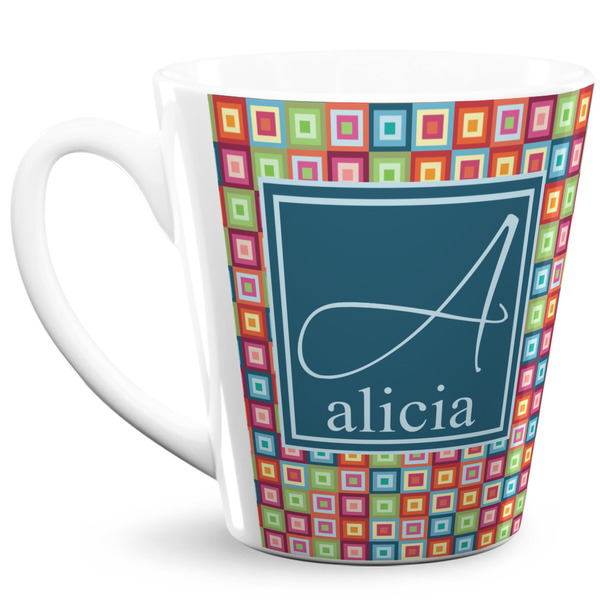 Custom Retro Squares 12 Oz Latte Mug (Personalized)