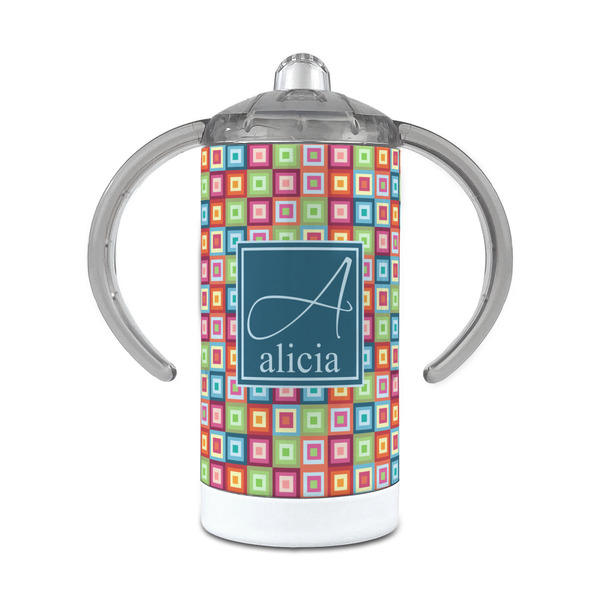 Custom Retro Squares 12 oz Stainless Steel Sippy Cup (Personalized)
