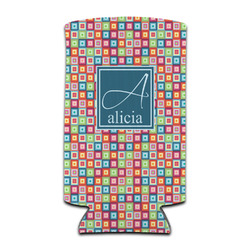 Retro Squares Can Cooler (tall 12 oz) (Personalized)