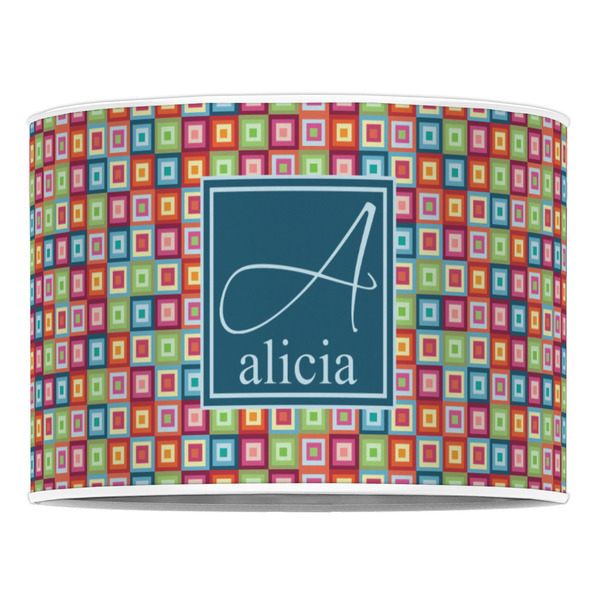 Retro Squares 16" Drum Lampshade - FRONT (Poly Film)