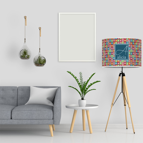 Retro Squares 16" Drum Lampshade - LIFESTYLE