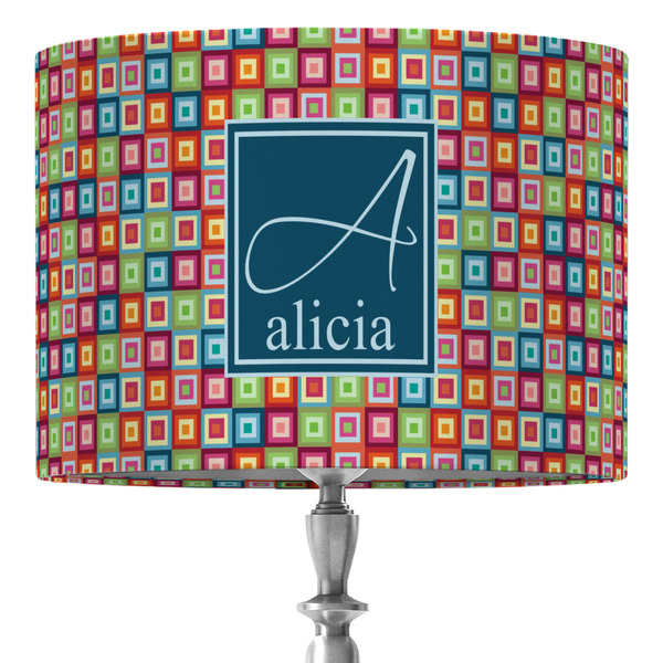 Custom Retro Squares 16" Drum Lamp Shade - Fabric (Personalized)