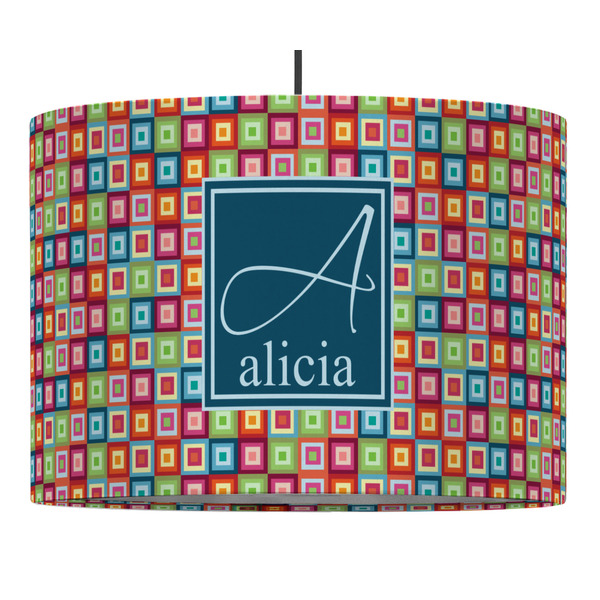 Custom Retro Squares Drum Pendant Lamp (Personalized)