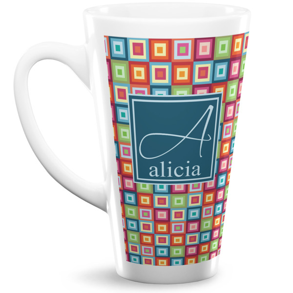 Custom Retro Squares Latte Mug (Personalized)