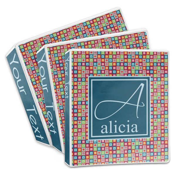 Custom Retro Squares 3-Ring Binder (Personalized)
