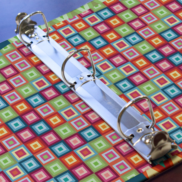 Retro Squares 3 Ring Binders - Full Wrap - 1" - DETAIL