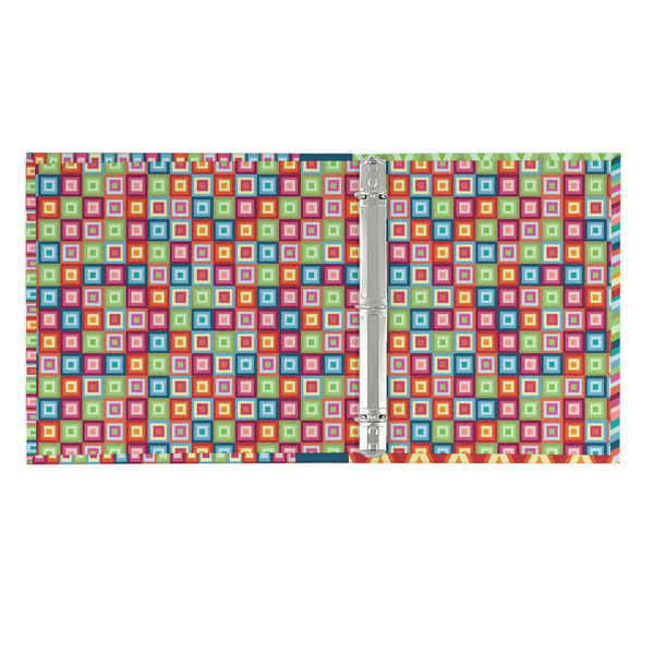 Retro Squares 3 Ring Binders - Full Wrap - 1" - OPEN INSIDE