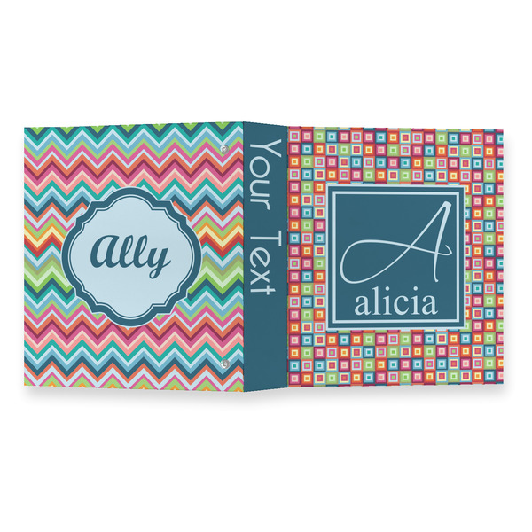 Retro Squares 3 Ring Binders - Full Wrap - 1" - OPEN OUTSIDE