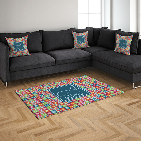 Retro Squares 4'x6' Indoor Area Rugs - IN CONTEXT