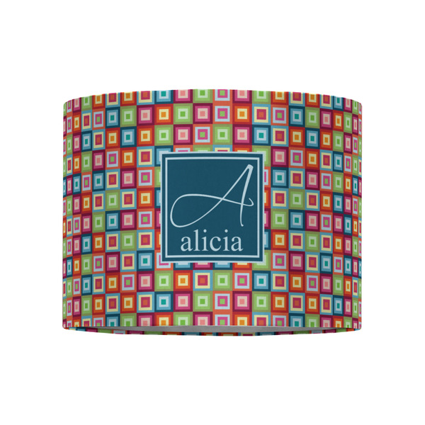 Retro Squares 8" Drum Lampshade - FRONT (Fabric)