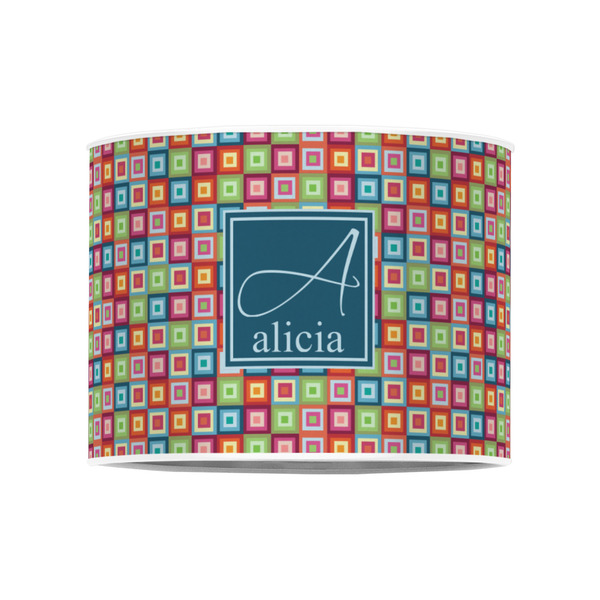 Retro Squares 8" Drum Lampshade - FRONT (Poly Film)