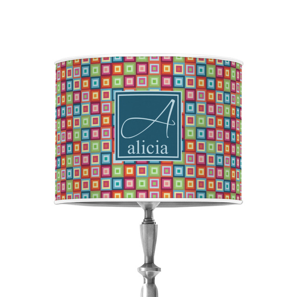 Retro Squares 8" Drum Lampshade - ON STAND (Poly Film)