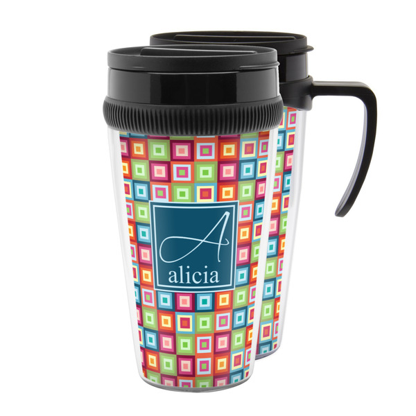 Custom Retro Squares Acrylic Travel Mug (Personalized)