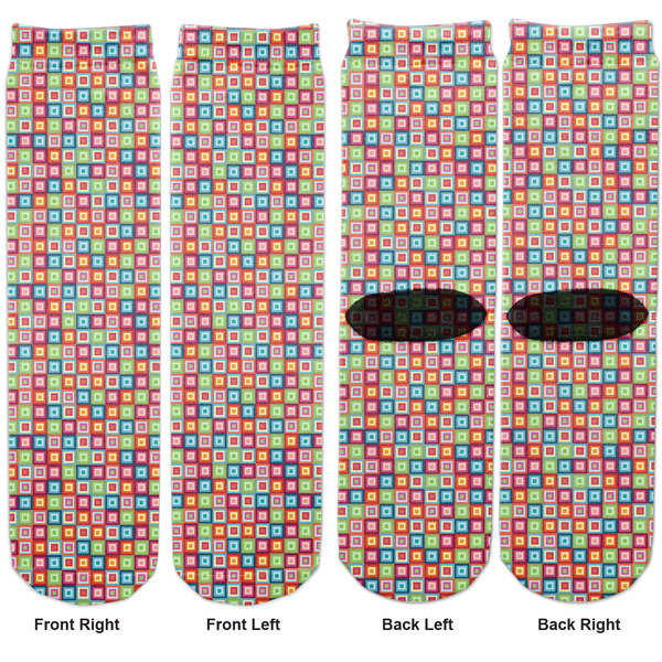 Retro Squares Adult Crew Socks - Double Pair - Front and Back - Apvl