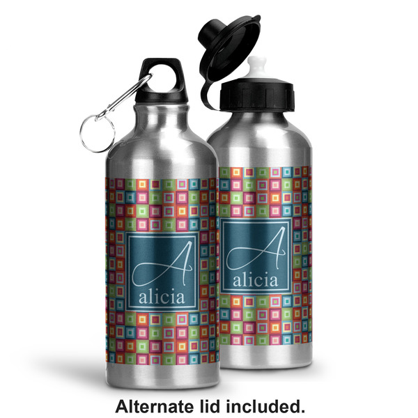 Retro Squares Aluminum Water Bottle - Alternate lid options