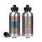Retro Squares Aluminum Water Bottle - Front and Back