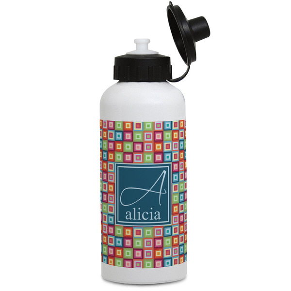 Custom Retro Squares Water Bottles - Aluminum - 20 oz - White (Personalized)