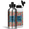 Retro Squares Aluminum Water Bottles - MAIN (white &silver)